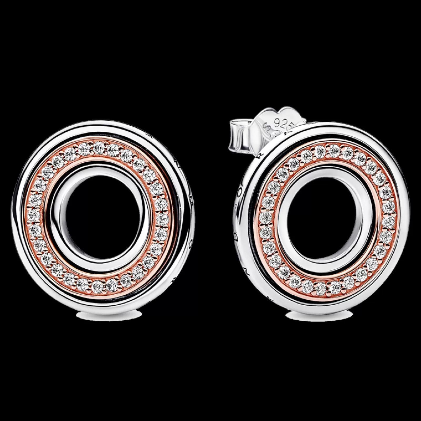 Brincos Logo Rosa E Prata-Pandora Clearance