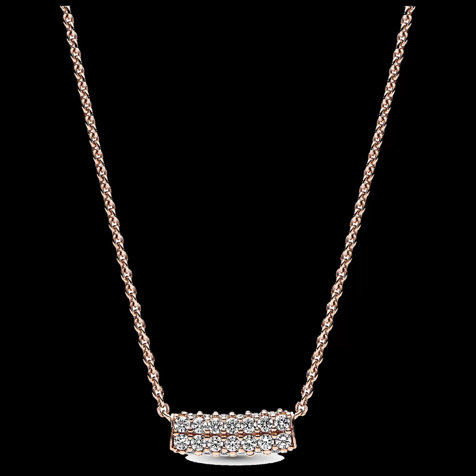 Colar Dourado Rosa Com Zirconias-Pandora Cheap