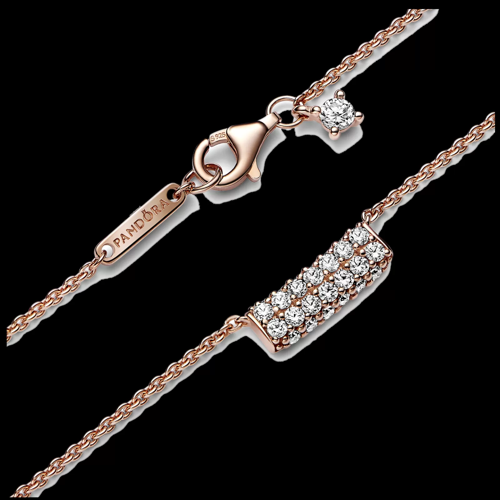 Colar Dourado Rosa Com Zirconias-Pandora Cheap