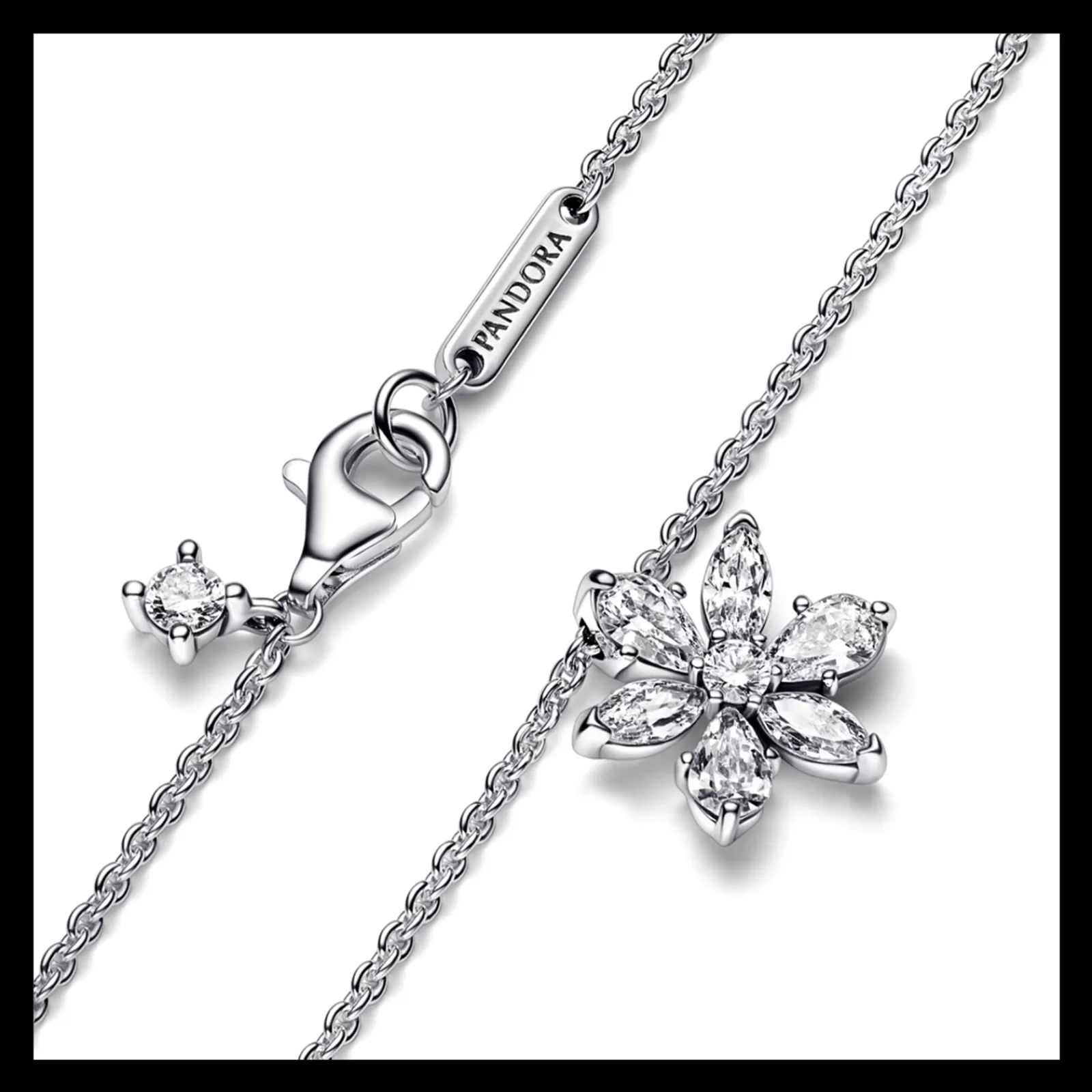 Colar Folha Com Zirconias-Pandora New