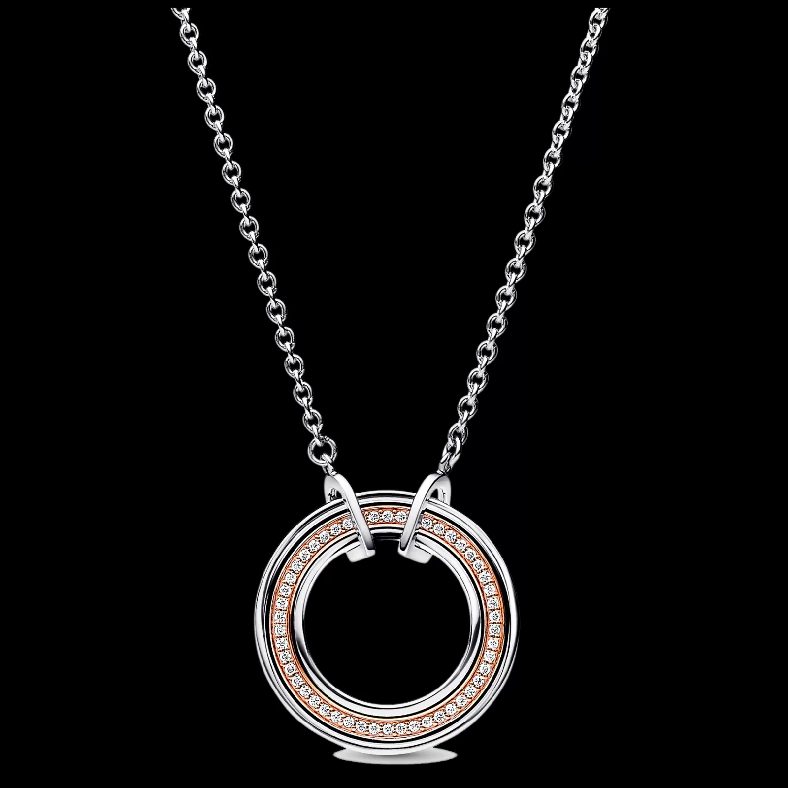 Colar Logo Rosa E Prata-Pandora New