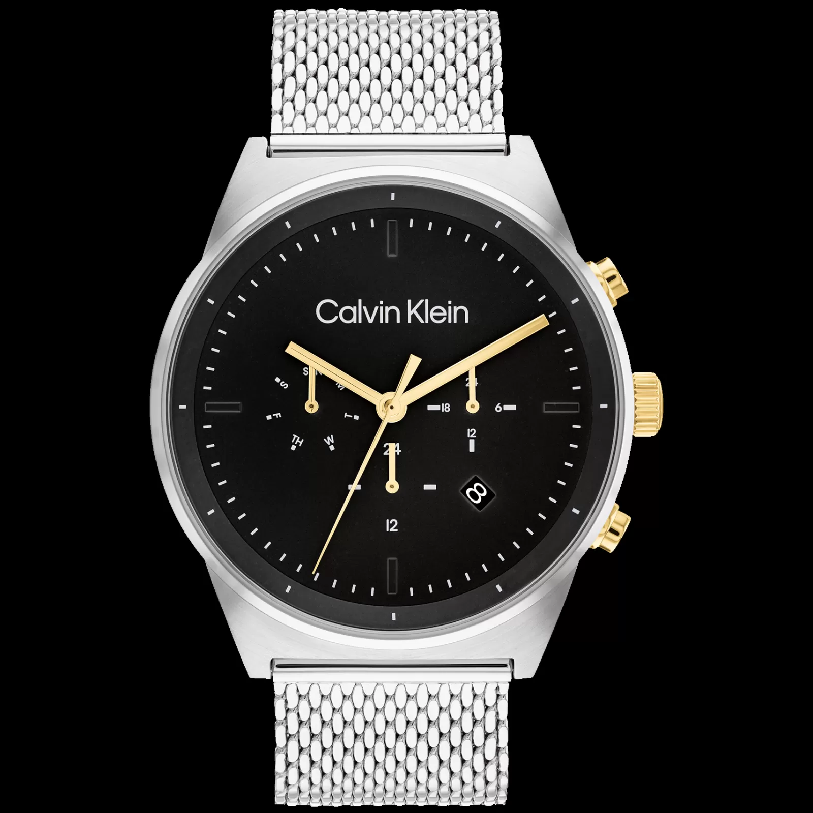 Preto E Aco Em Malha Milanesa-Calvin Klein Watches Shop