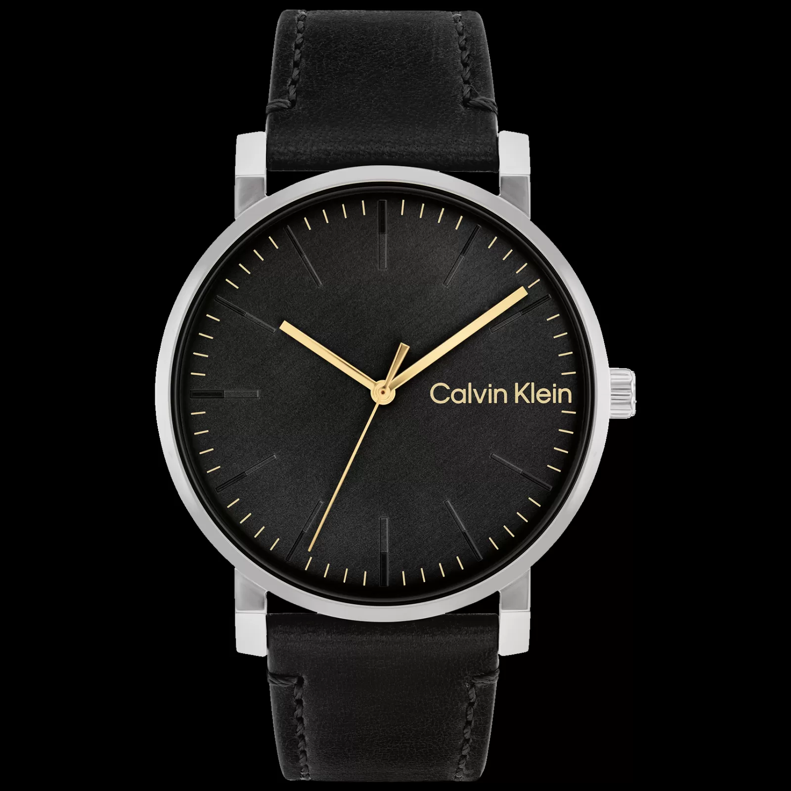Preto E Aco Em Pele Preta-Calvin Klein Watches Clearance