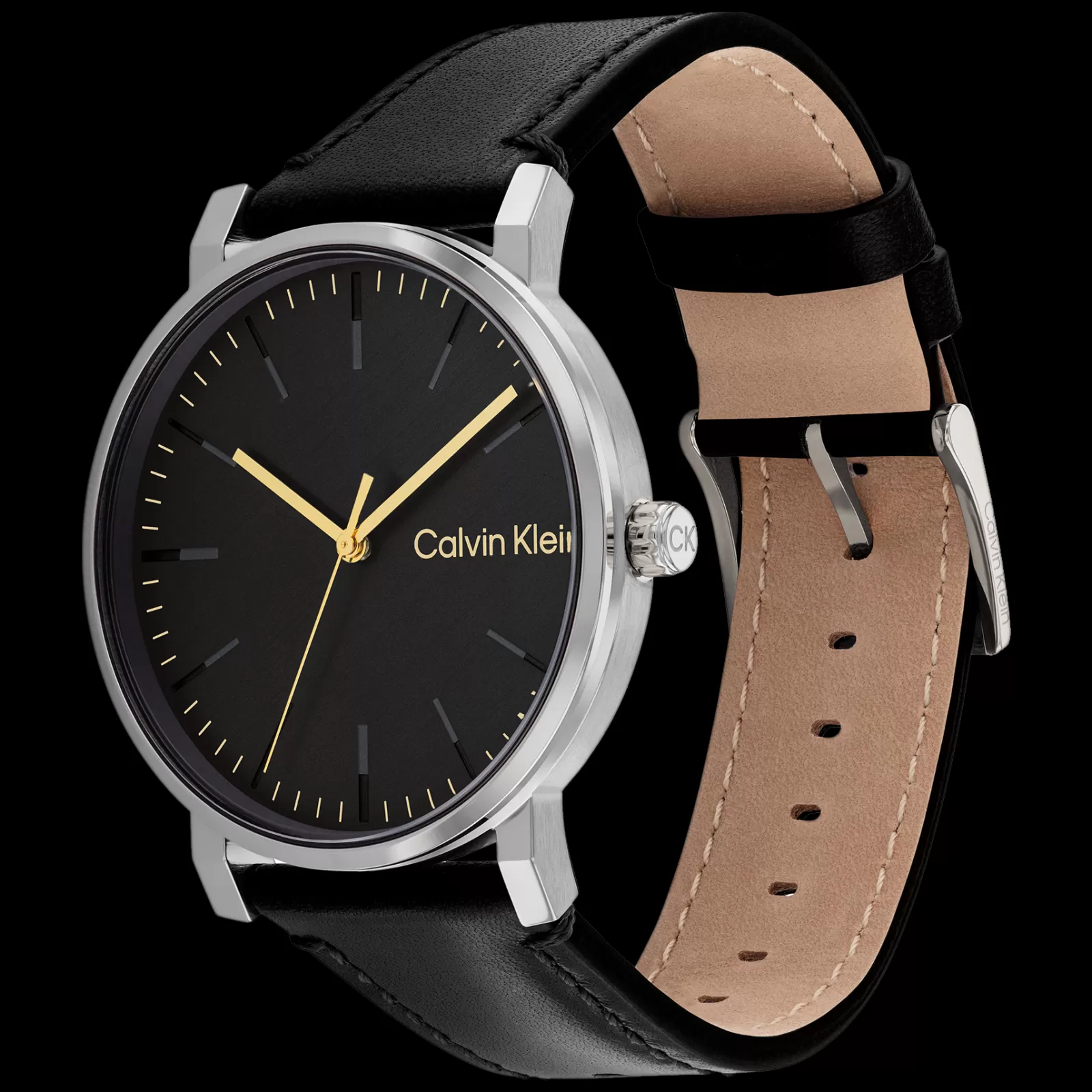 Preto E Aco Em Pele Preta-Calvin Klein Watches Clearance