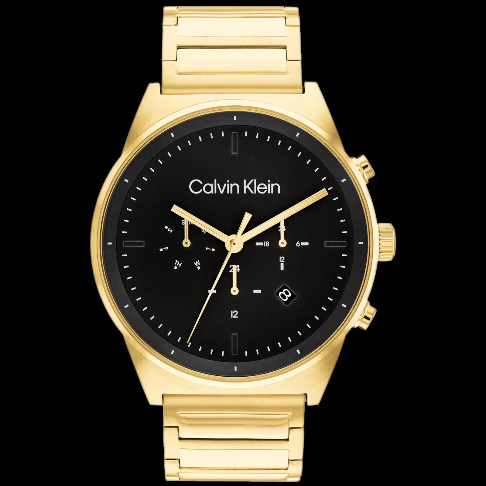 Preto E Dourado Em Aco-Calvin Klein Watches New