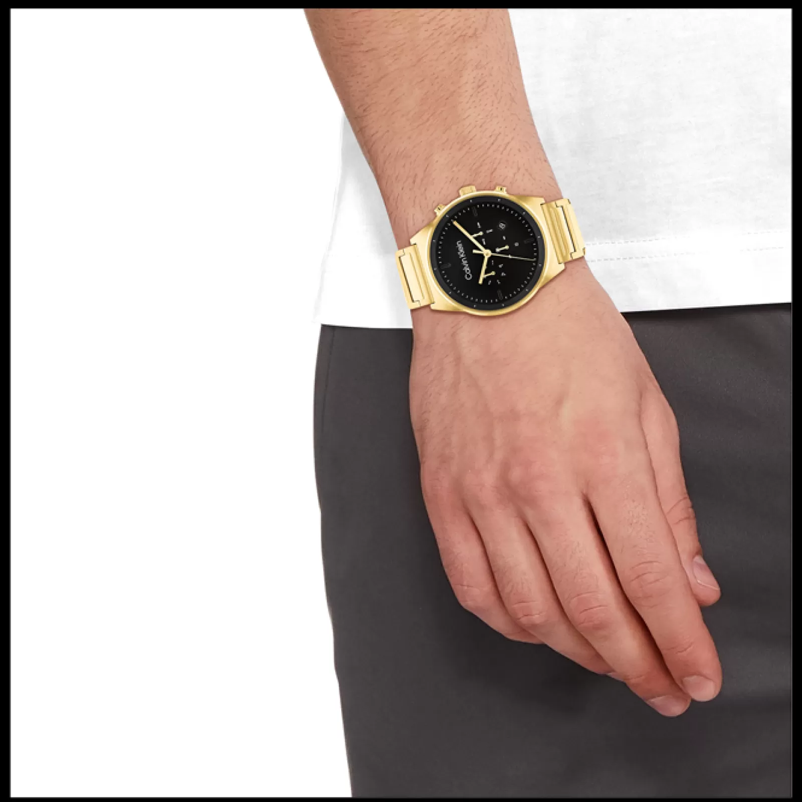 Preto E Dourado Em Aco-Calvin Klein Watches New
