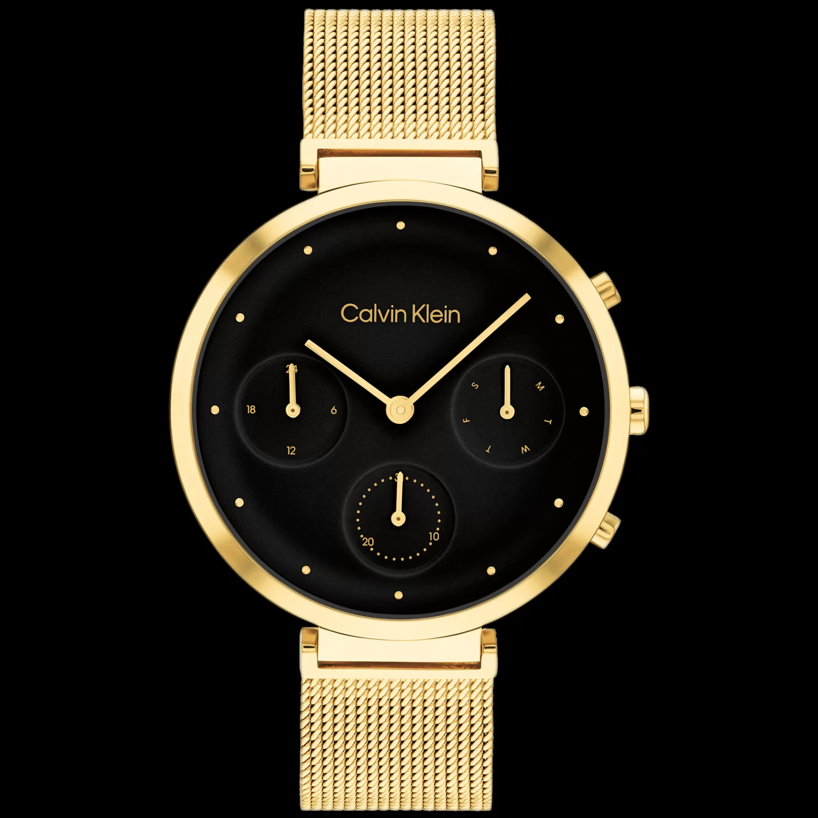 Preto E Dourado Em Malha Milanesa-Calvin Klein Watches Cheap