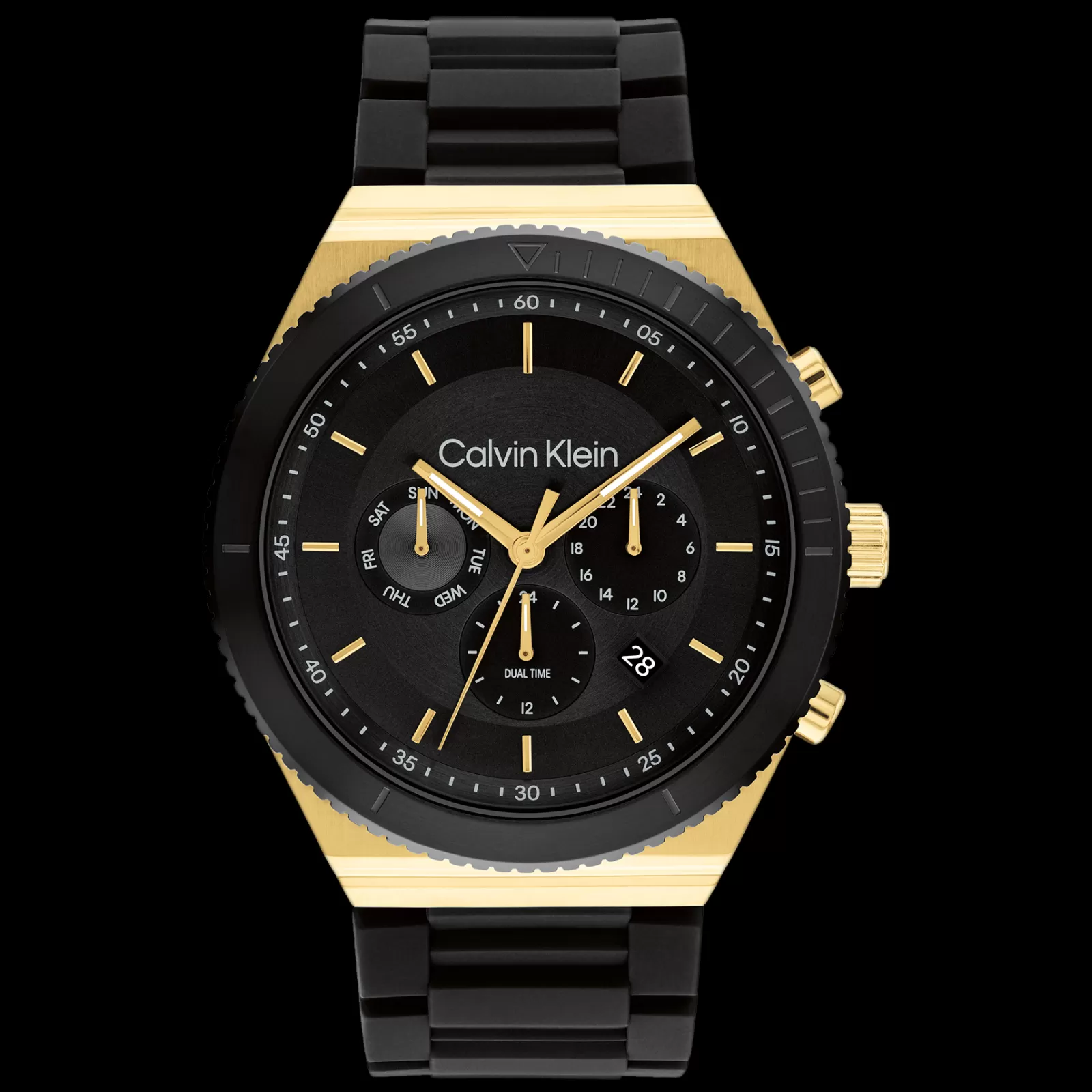 Preto E Dourado Em Silicone Preto-Calvin Klein Watches Hot