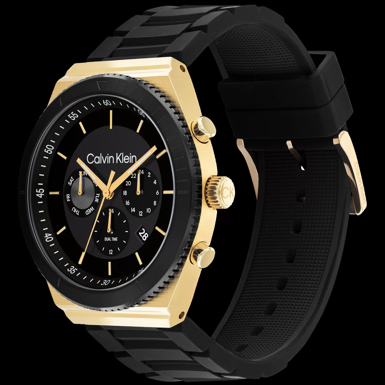 Preto E Dourado Em Silicone Preto-Calvin Klein Watches Hot
