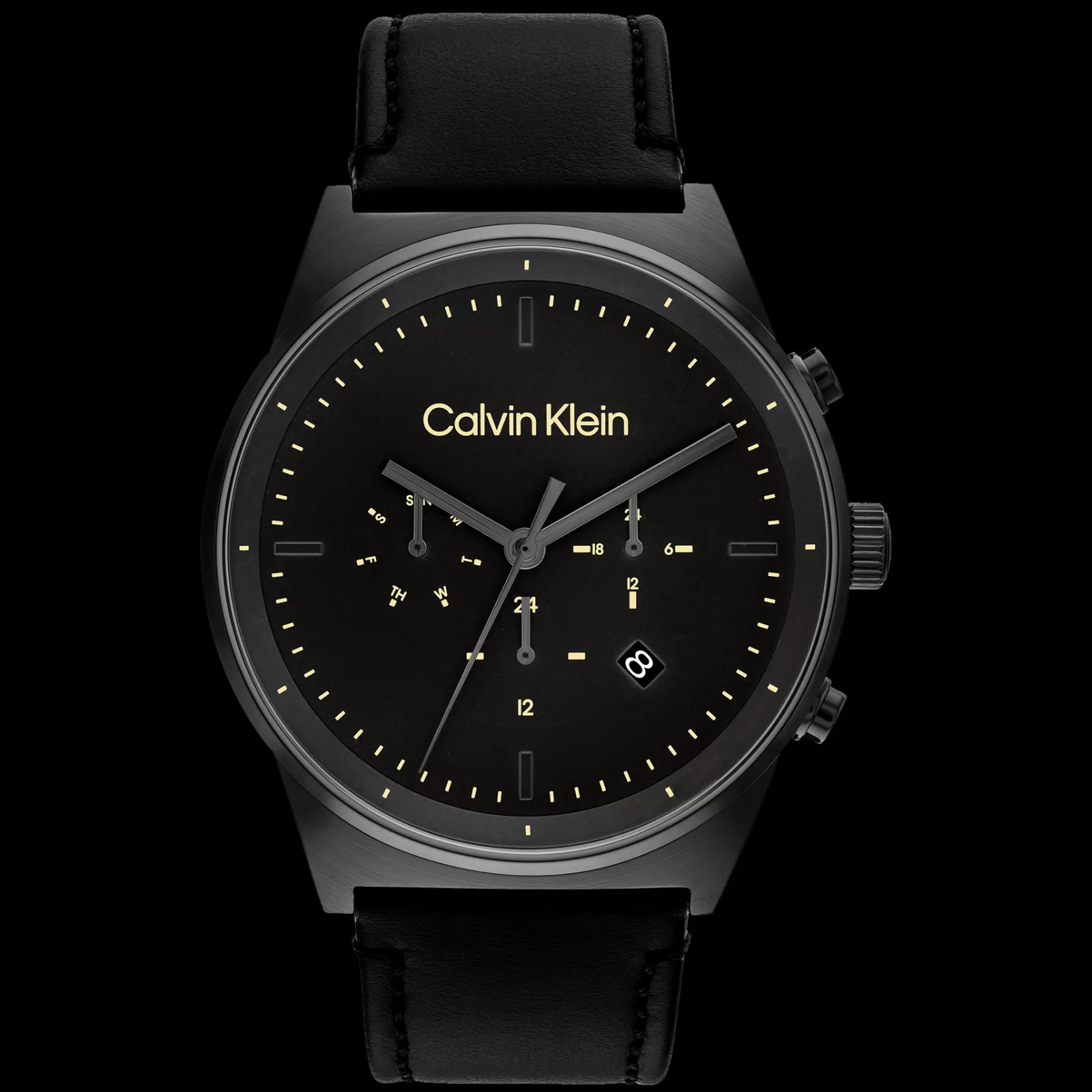 Preto Em Pele Preta-Calvin Klein Watches Outlet