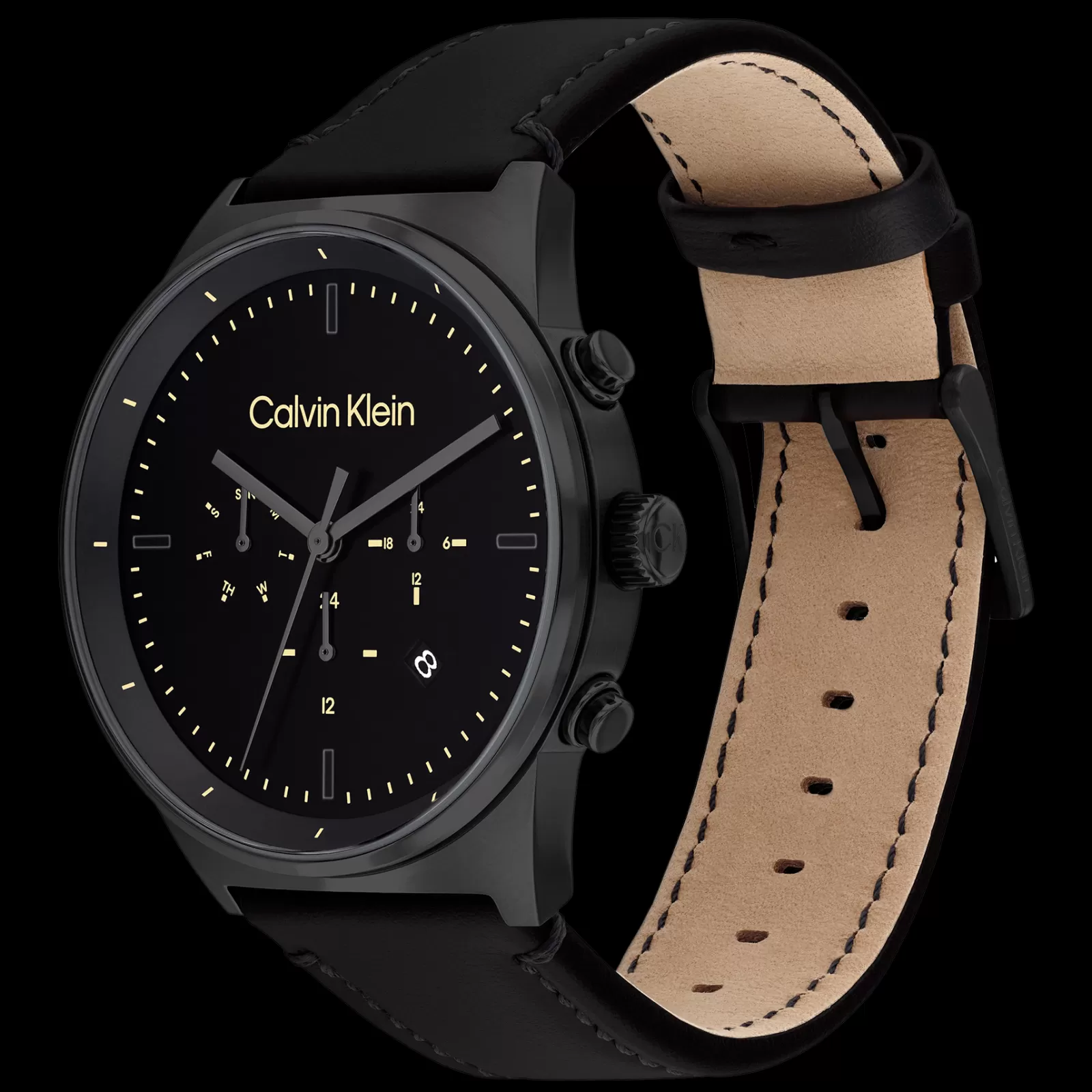 Preto Em Pele Preta-Calvin Klein Watches Outlet