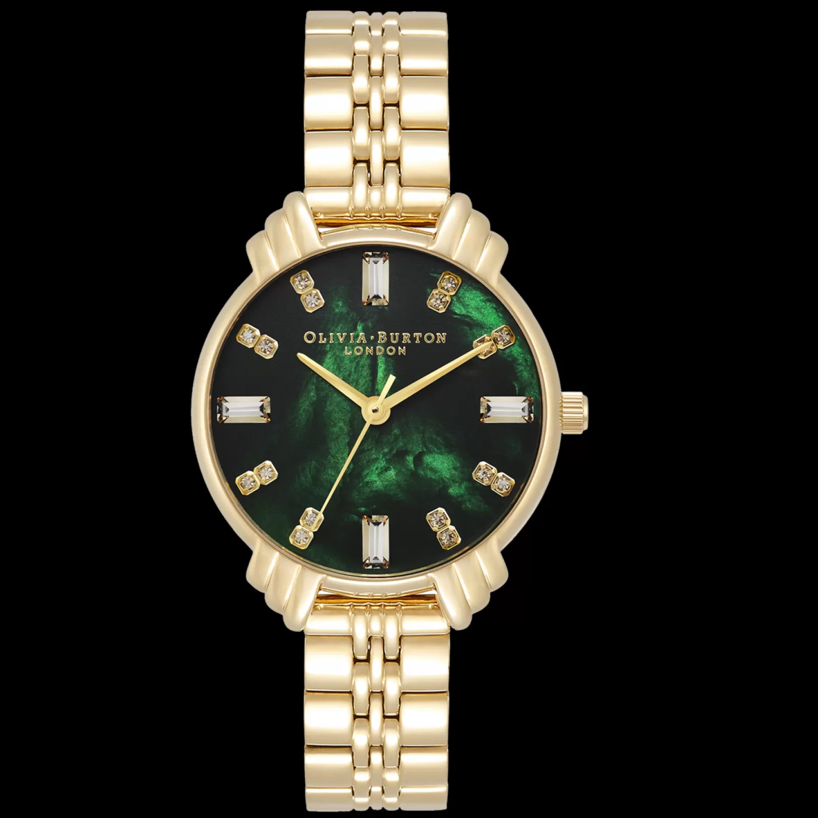 Relogio Art Deco Verde Esmeralda Aco Dourado-Olivia Burton Online