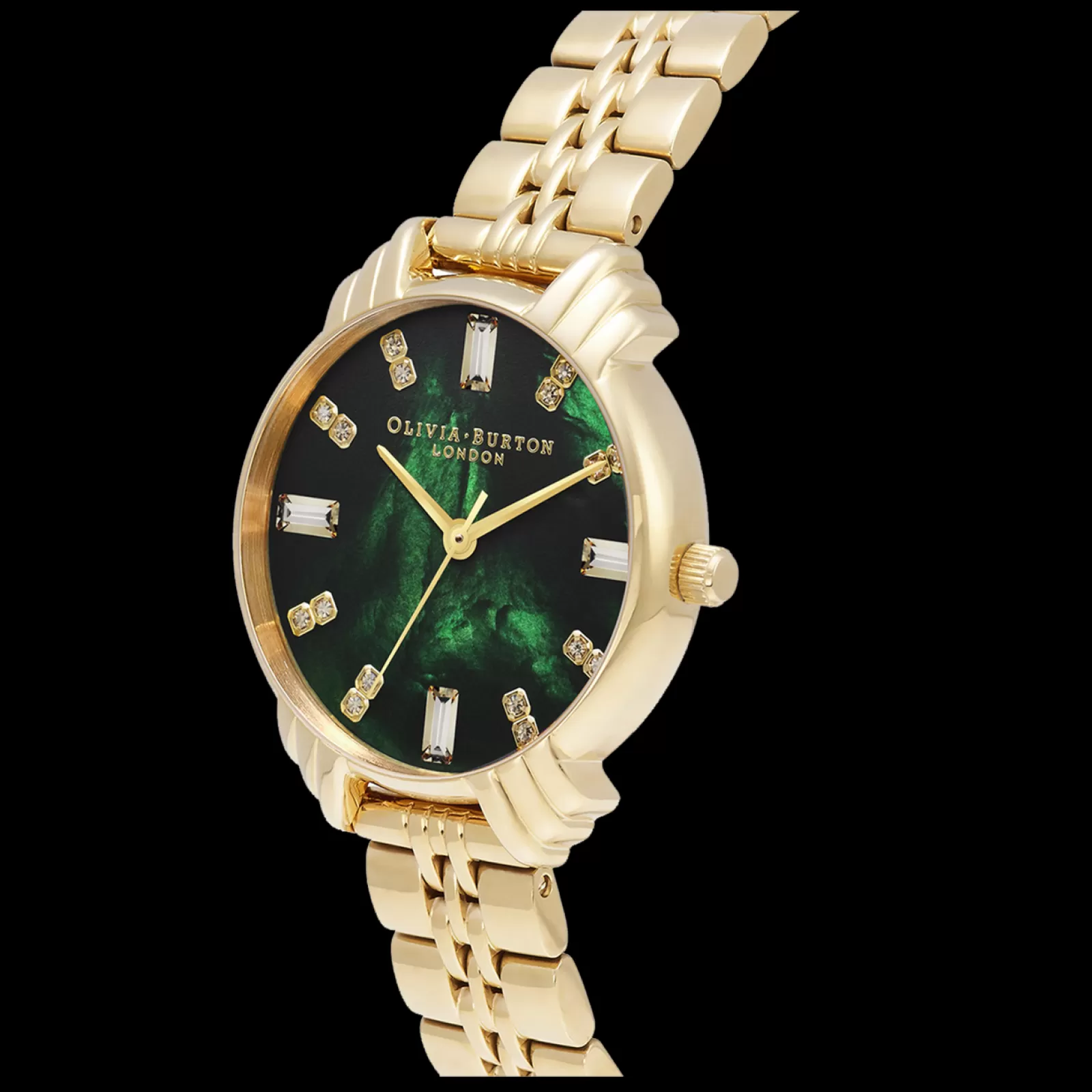 Relogio Art Deco Verde Esmeralda Aco Dourado-Olivia Burton Online