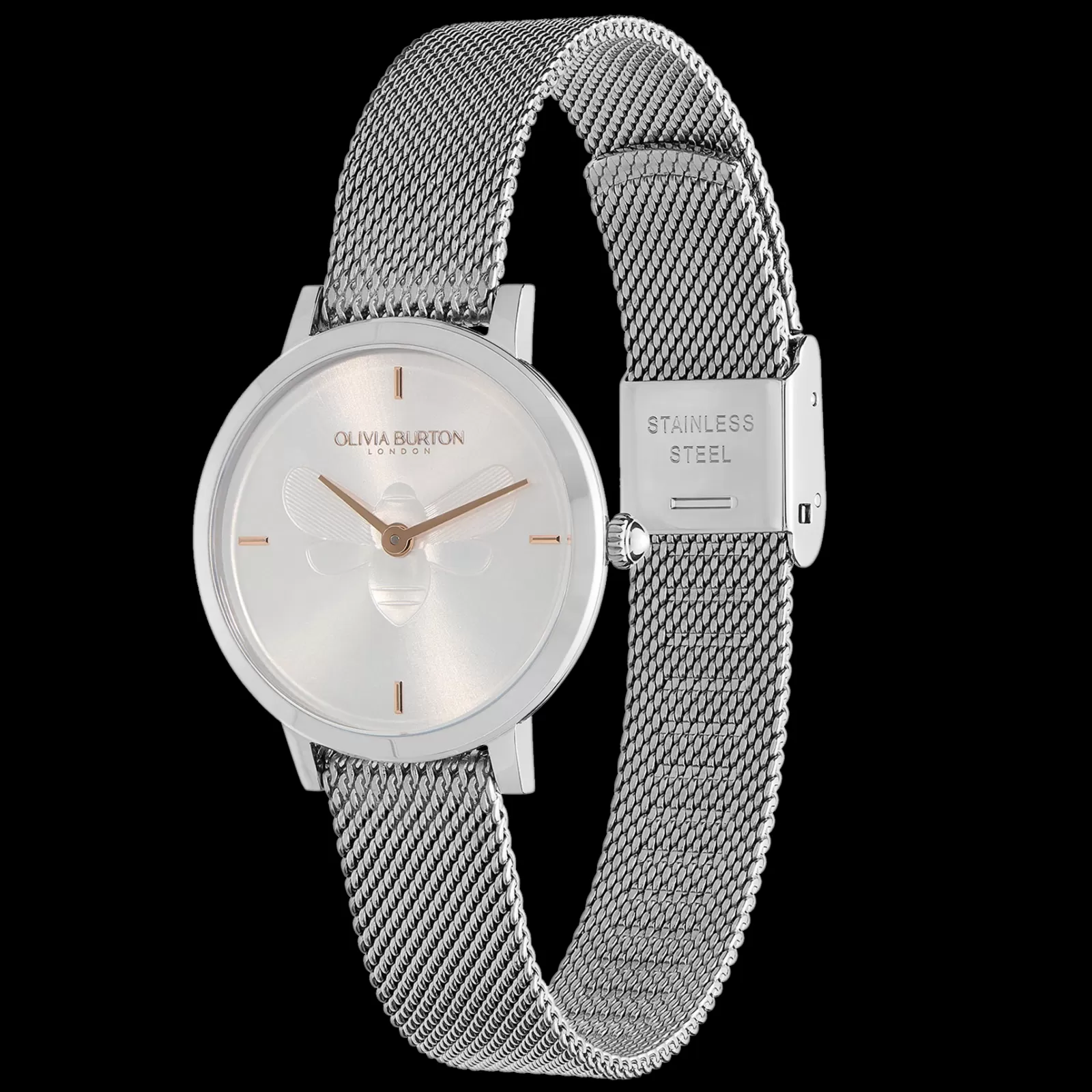 Relogio Bee Ultra Slim Aco E Malha Milanesa-Olivia Burton Clearance