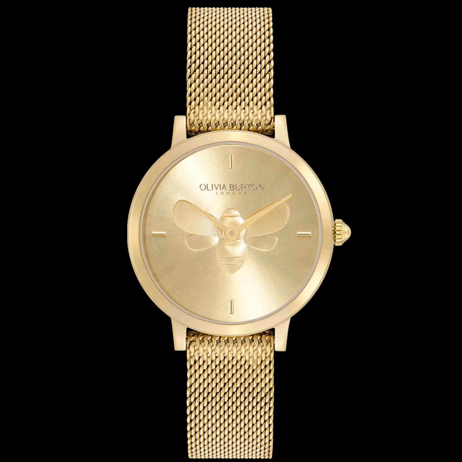Relogio Bee Ultra Slim Aco Ip Dourado Milanesa-Olivia Burton New