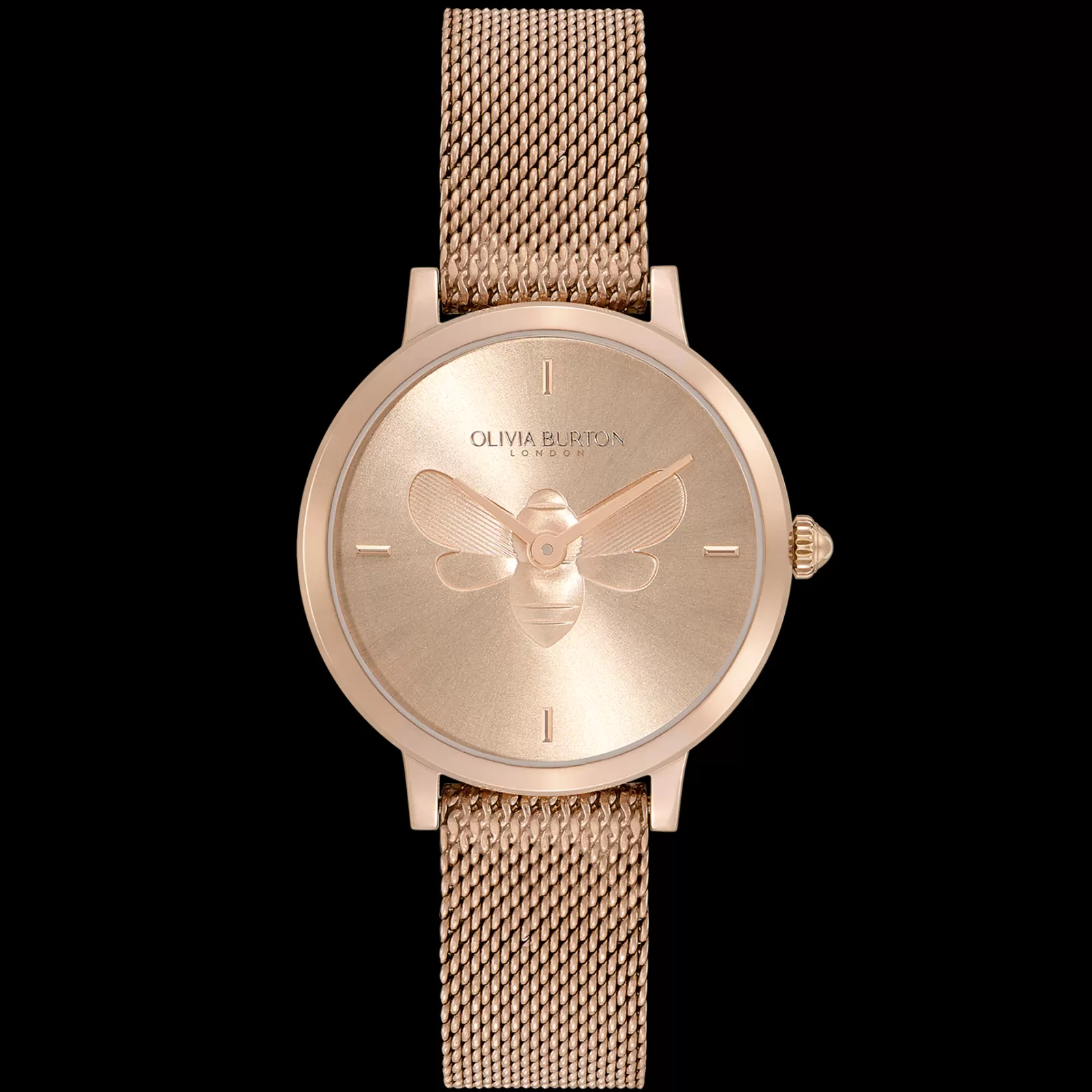 Relogio Bee Ultra Slim Aco Ip Dour.Rosa Milanesa-Olivia Burton Best