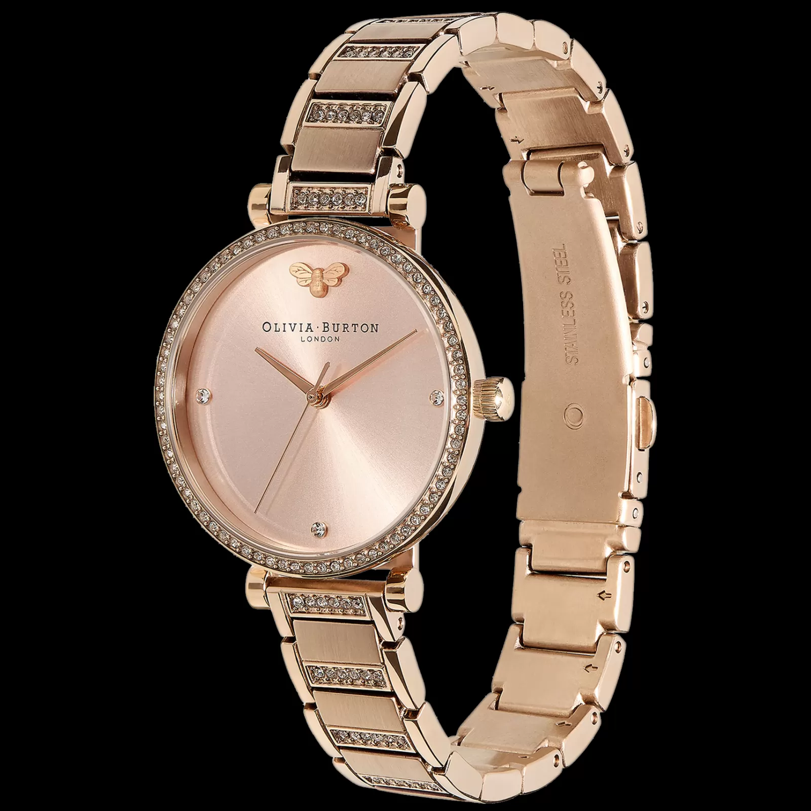 Relogio Belgrave Tbar Aco Dour. Rosa E Cristais-Olivia Burton Store