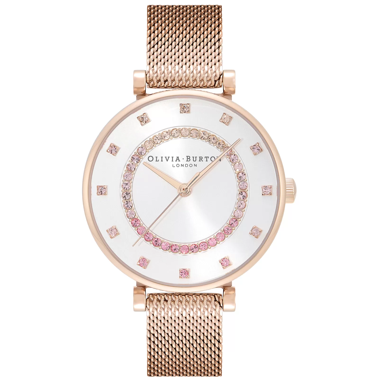 Relogio Belgrave Tbar Aco Dourado Rosa Milanesa-Olivia Burton Store
