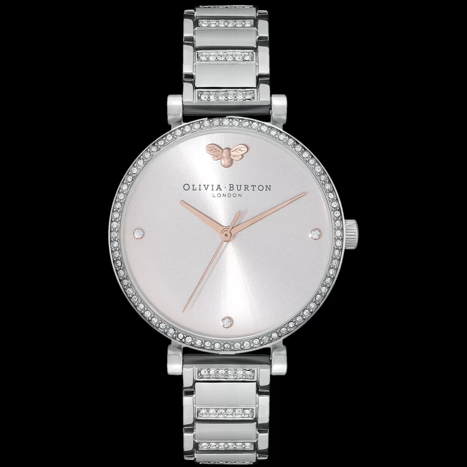 Relogio Belgrave Tbar Prateado Aco E Cristais-Olivia Burton Shop