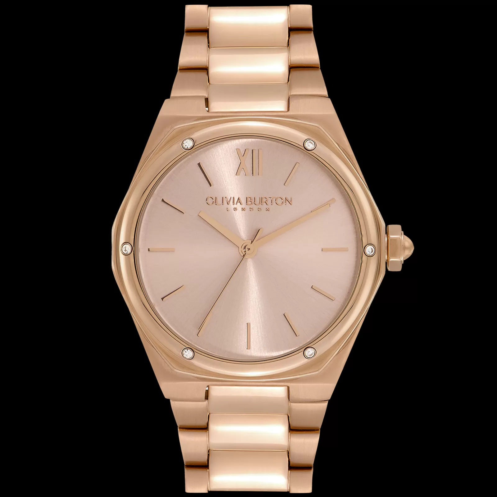Relogio Hexa Rosa Aco Ip Dourado Rosa E Cristais-Olivia Burton Outlet