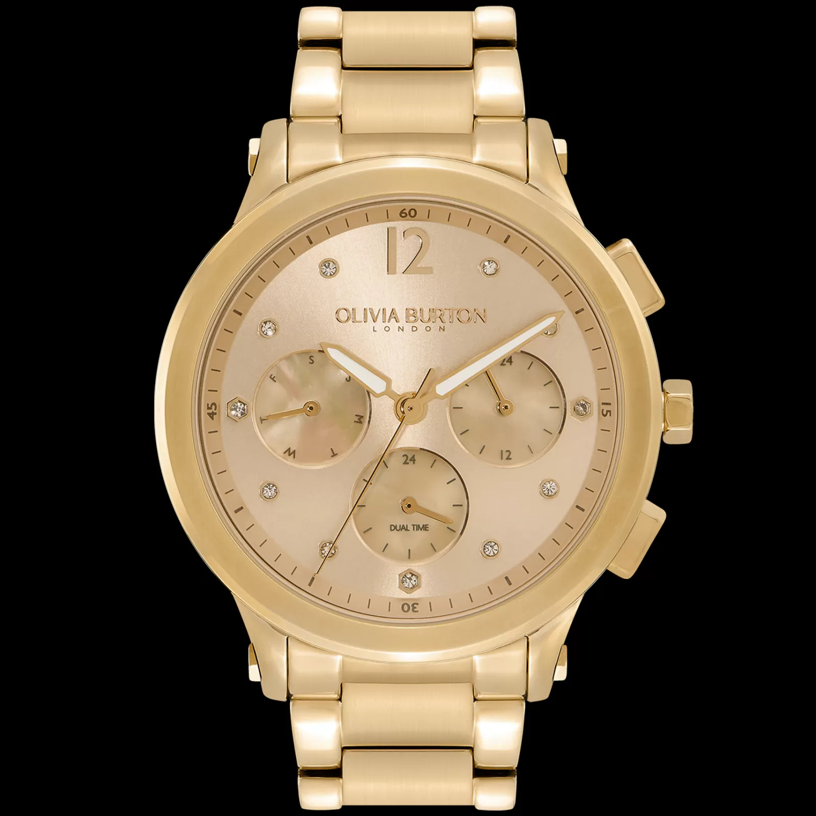 Relogio Multifunction Aco Dour., Madre. Cristais-Olivia Burton Flash Sale