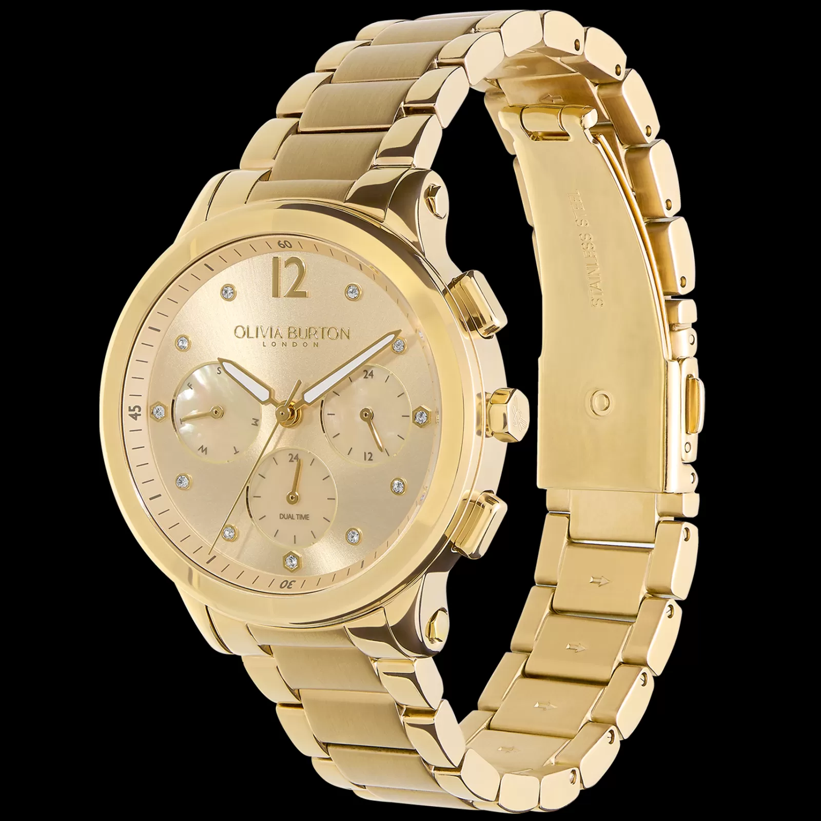 Relogio Multifunction Aco Dour., Madre. Cristais-Olivia Burton Flash Sale
