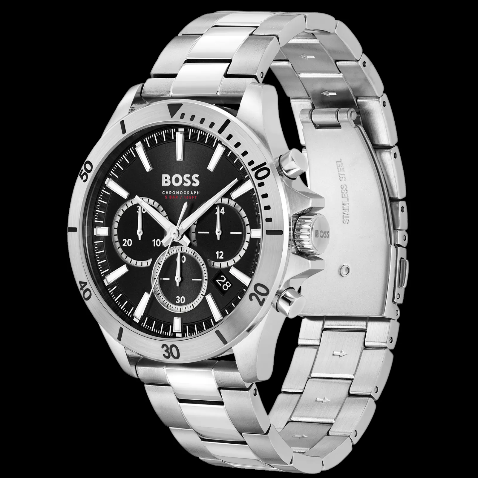 Relogio Troper Cronografo Preto Aco-Boss Watches Fashion