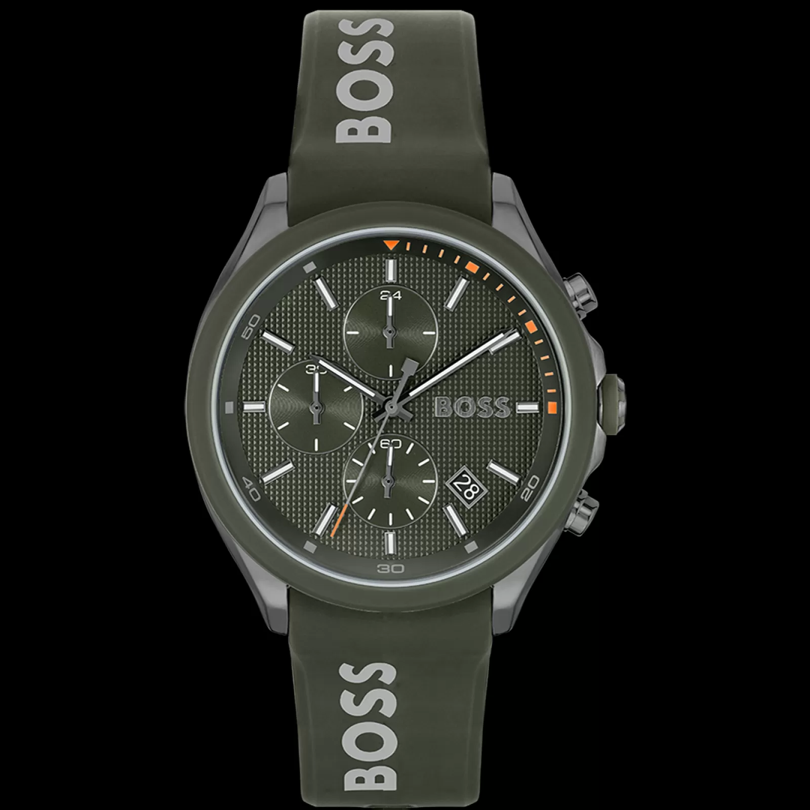 Relogio Velocity Cronografo Aco Ip Verde Silicone-Boss Watches New
