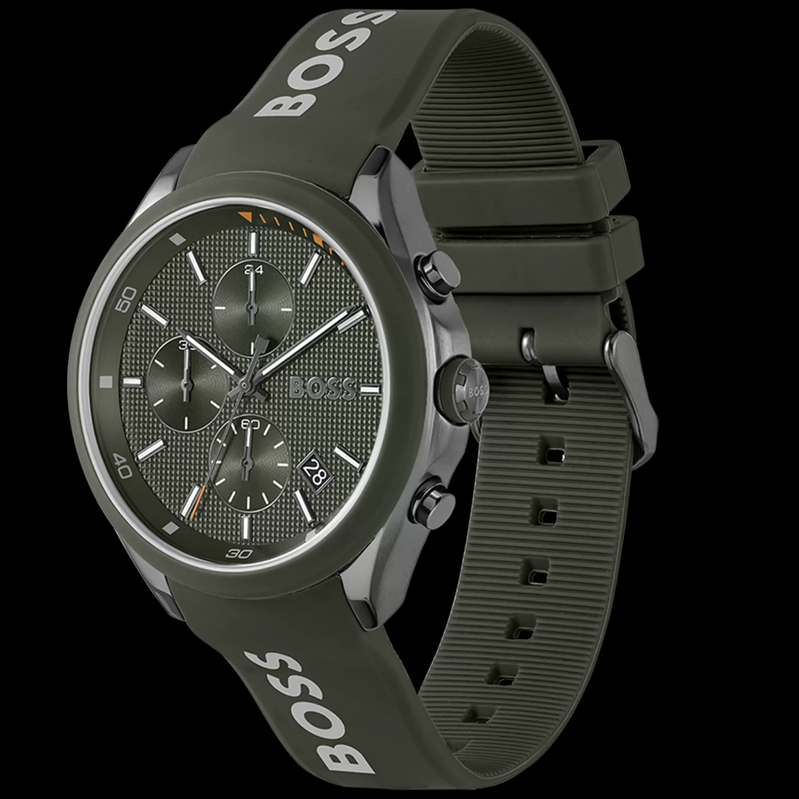 Relogio Velocity Cronografo Aco Ip Verde Silicone-Boss Watches New