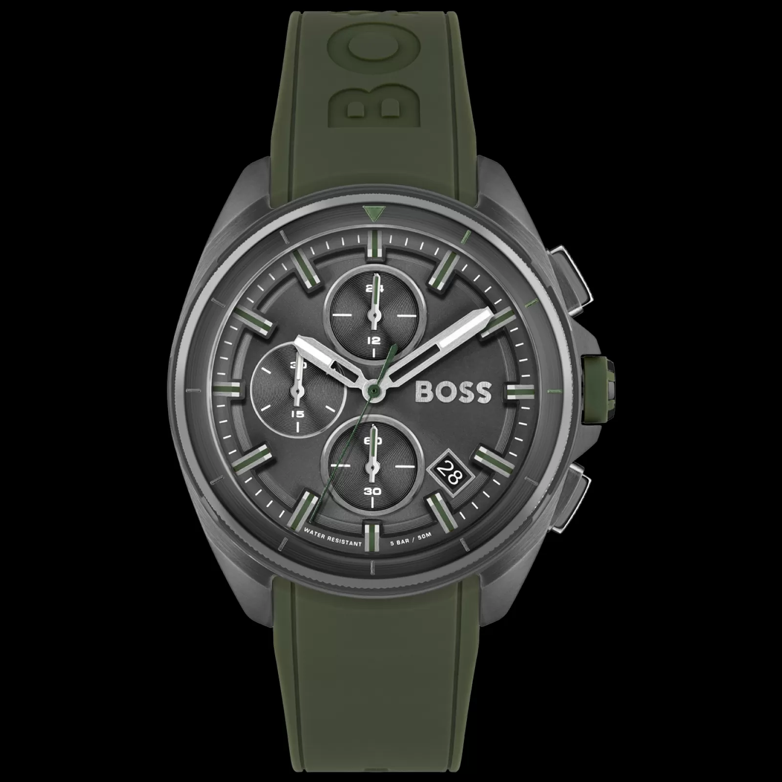 Relogio Volane Aco Ip Cinzento Silicone Verde-Boss Watches Hot