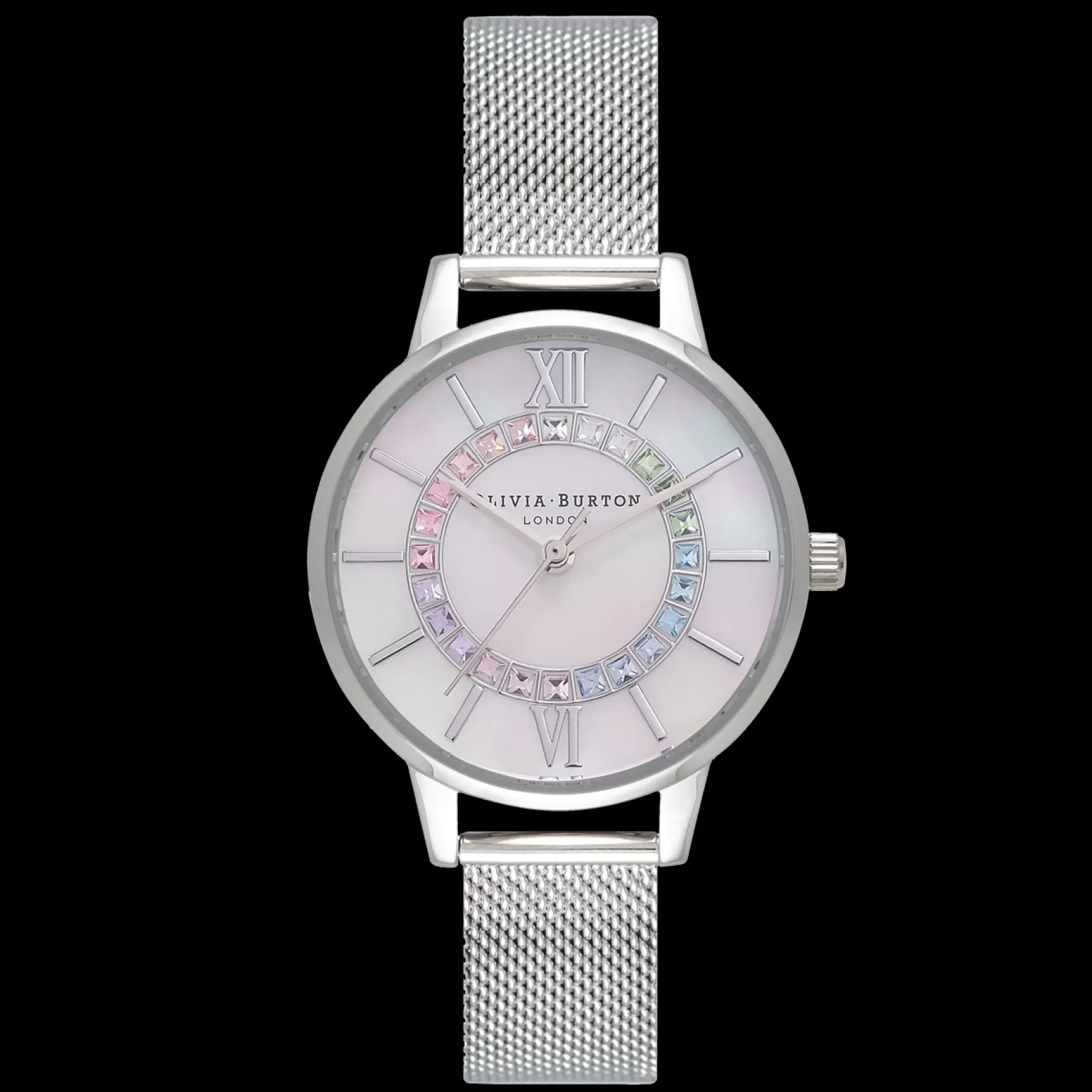 Relogio Wonderland Branco Aco Milanesa-Olivia Burton Shop