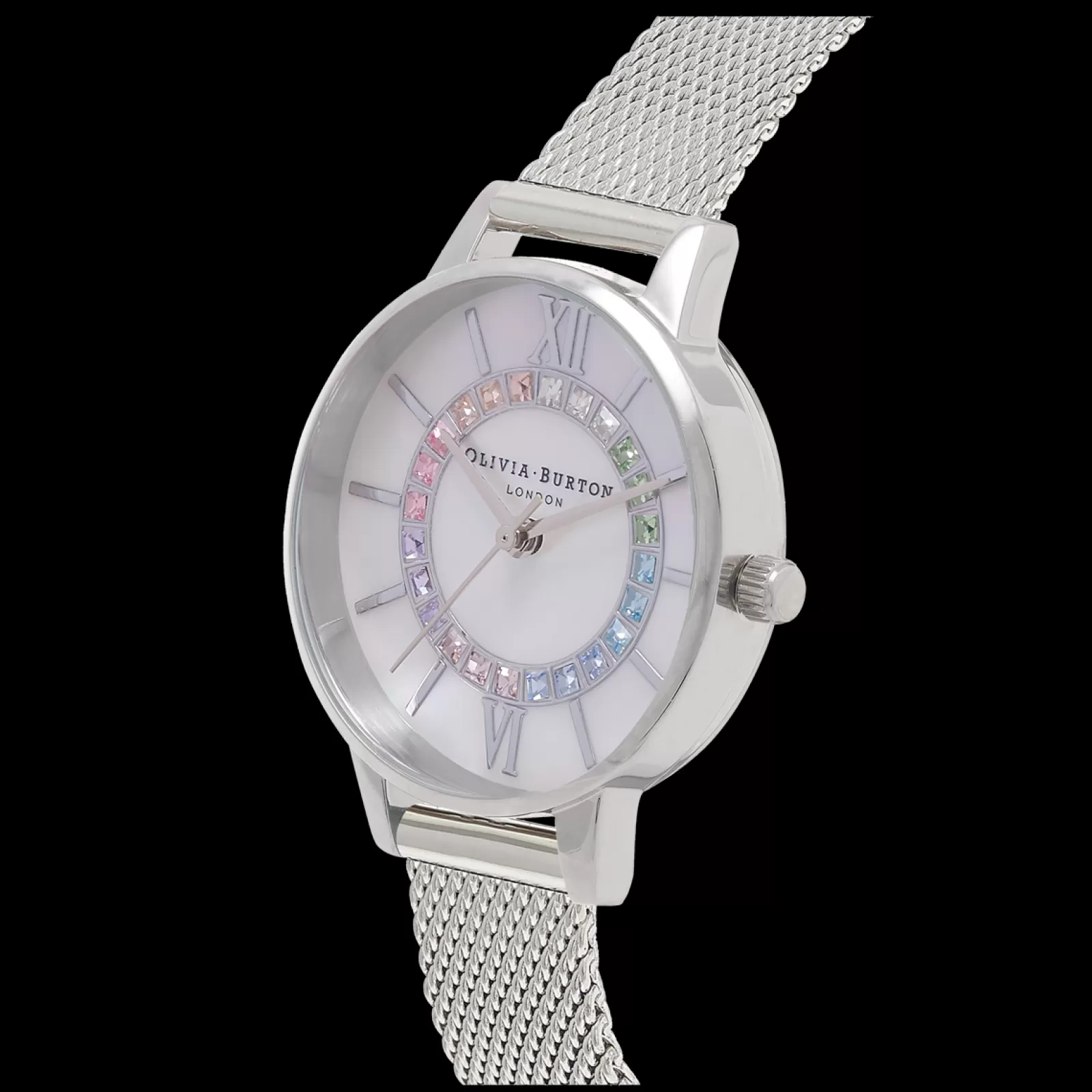 Relogio Wonderland Branco Aco Milanesa-Olivia Burton Shop