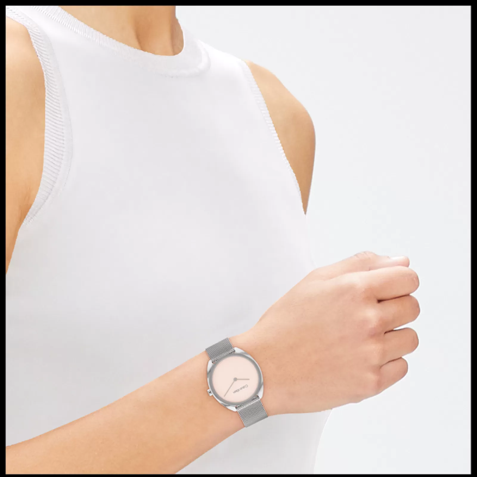 Rosa E Aco Em Malha Milanesa-Calvin Klein Watches Sale